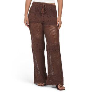 DRA Chocolate Crochet Knit Pants